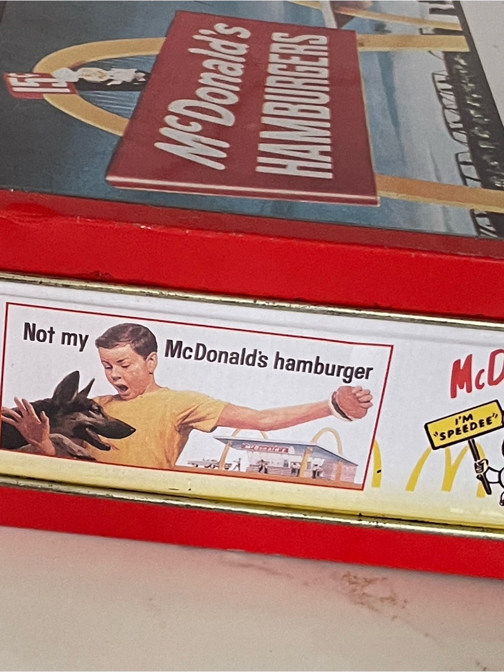 McDonald's Red and Yellow Retro Hamburger Tin Lunchbox - Picture 7 of 9